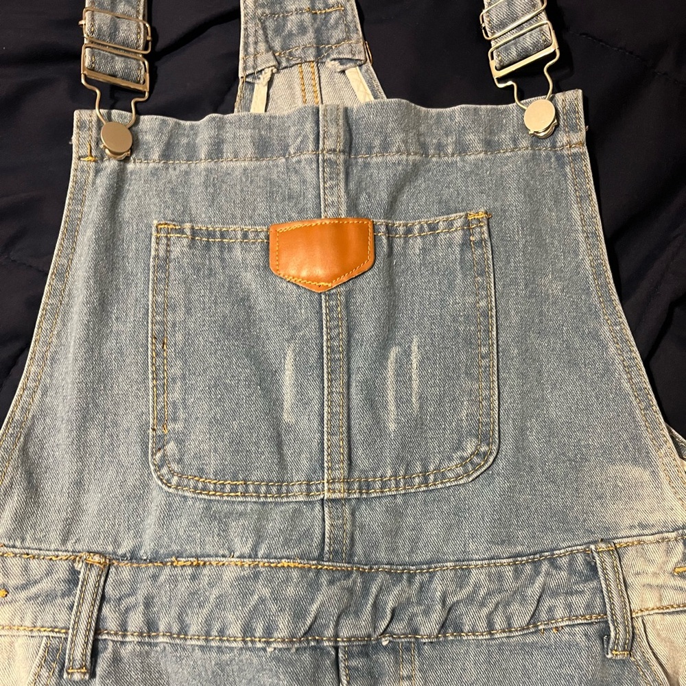 Denim Jumpsuit with Tan Accents